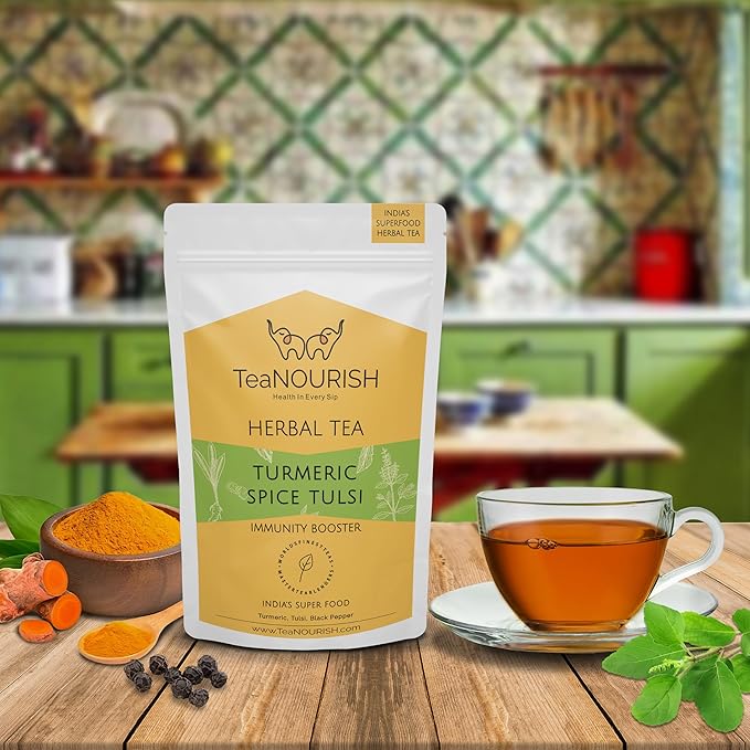 TeaNOURISH Turmeric Spice Tulsi Herbal Tea | Immunity Booster | Blend of Indian - Image 4