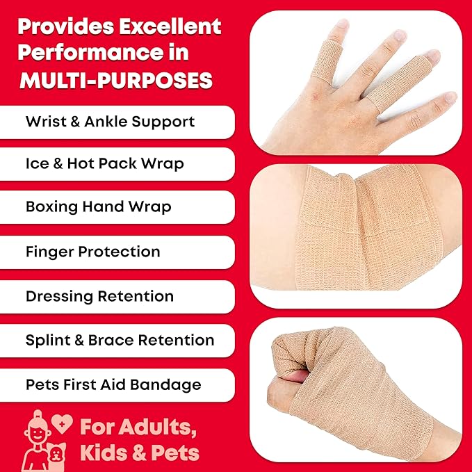 Ever Ready First Aid Self Adherent Cohesive Wrap Bandages, 2” x 5 Yards - Image 3