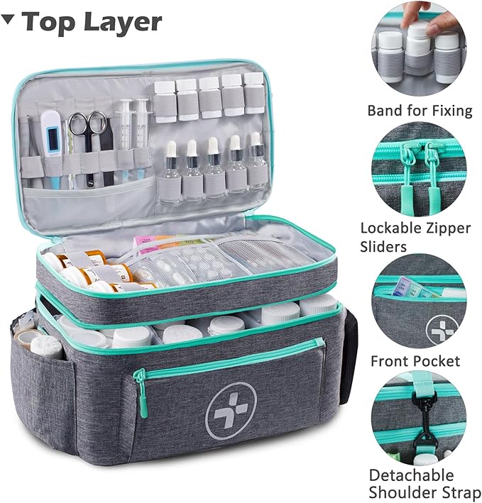 BAGSFY Travel Medicine Bag Organizer, Medical Bag Empty, Pill Bottle Organizer - Image 2