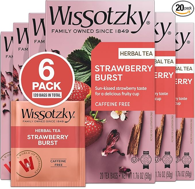 Wissotzky Strawberry Burst Herbal Tea | Fruity Blend | Caffeine Free Tea | by WISSOTZKY