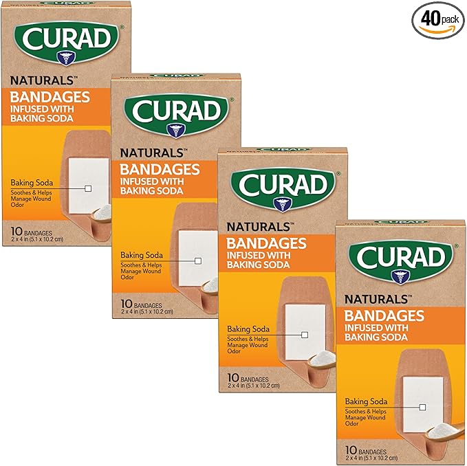 CURAD Naturals Baking Soda Bandages 2" x 4", Individually Wrapped Sterile by Curad