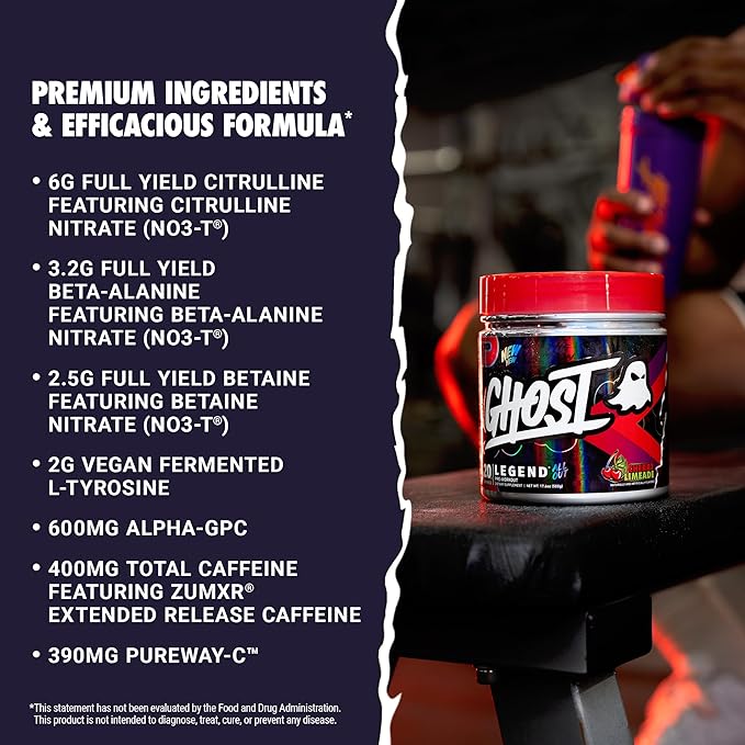 GHOST Legend All Out Pre-Workout Powder, Cherry Limeade - Image 3
