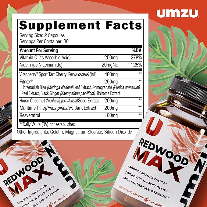 UMZU Redwood Max Nitric Oxide Booster, 1-Month Supply – Advanced Nitric Oxide - Image 4