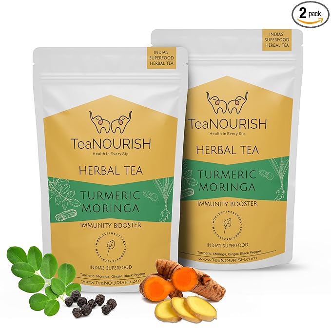 TeaNOURISH Turmeric Moringa Herbal Tea | Blend of Indian Superfoods Turmeric by TeaNOURISH