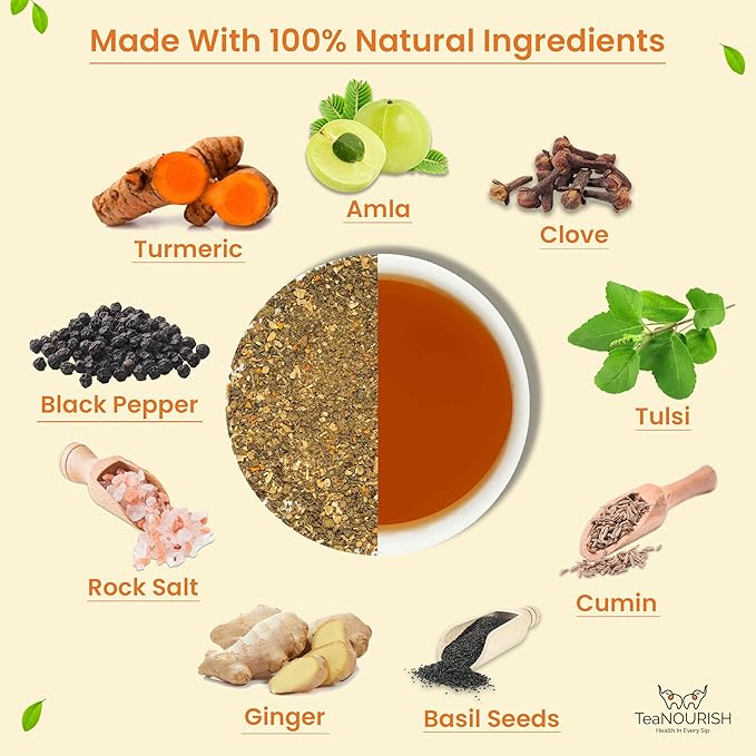 TeaNOURISH Desi Kadha | Immunity Booster Herbal Tea | Indian Superfoods Turmeric - Image 4