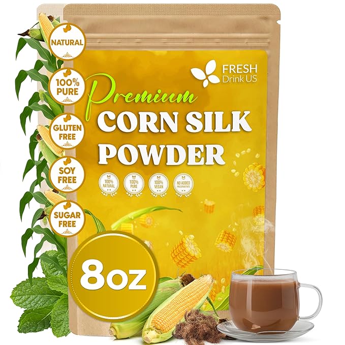 FreshDrinkUS, Corn Silk Powder 8oz – Premium Herbal Ingredient, Pure Ground by NaturalandPremiumHerbalTea