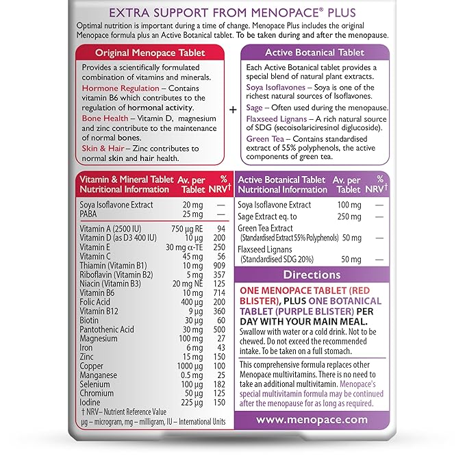 Vitabiotics Ltd Vitabiotics Menopace Plus Active Botanical 56 Tablets (2X28 D. - Image 4