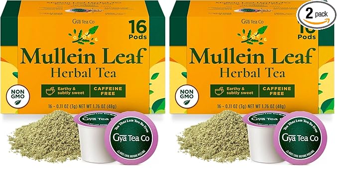 Gya Tea Co Mullein Leaf Herbal Tea Pod- Decaf Wellness Tea by GyaTeaCo