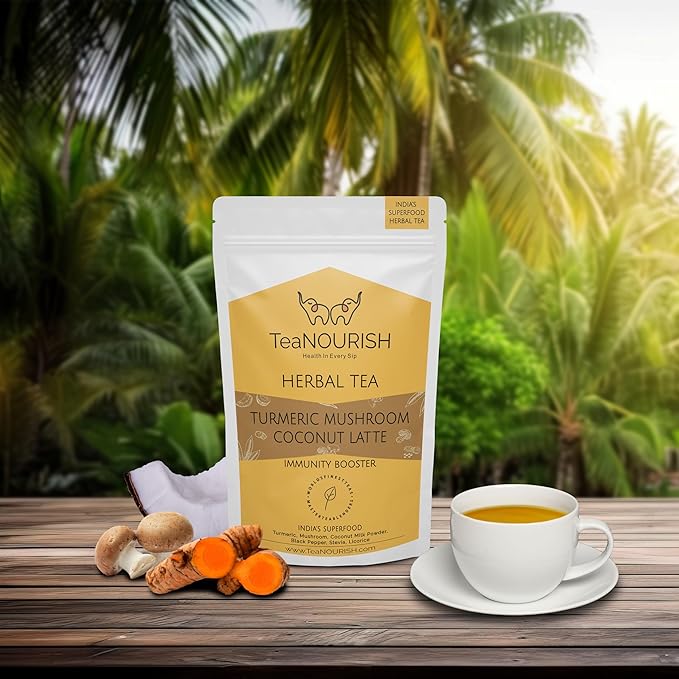 TeaNOURISH Turmeric Mushroom Coconut Latte | Caffeine-Free, Immunity-Boosting - Image 3