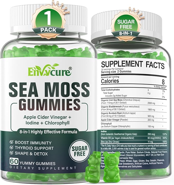 1Pack Sea Moss Gummies Sugar-Free, Extra Strength Irish Moss Gel Supplement by envycure