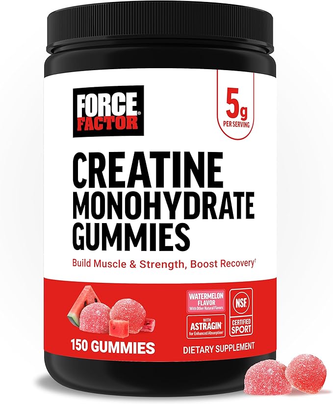 Force Factor Creatine Monohydrate Gummies, NSF Certified, 5g Dose by ForceFactor