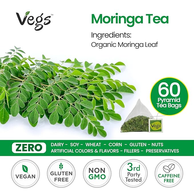 VEGS Moringa Tea 60 Pyramid Tea Bags - Image 2