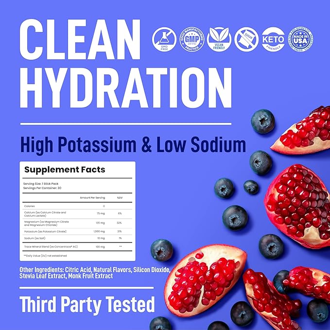 Keppi Electrolytes Powder Packets – Blueberry Pomegranate 30 Servings – No - Image 3