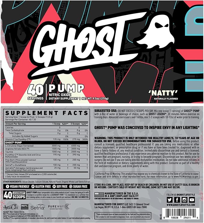GHOST Pump Nitric Oxide Powder, Natty - Image 2