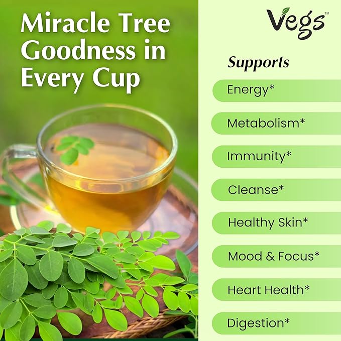 VEGS Moringa Tea 60 Pyramid Tea Bags - Image 5