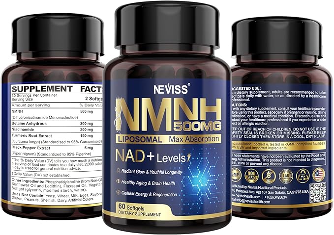 2Pack NAD+ Supplement, Next-Gen NMNH Liposomal 500mg, NR NMN Supplement - Image 9