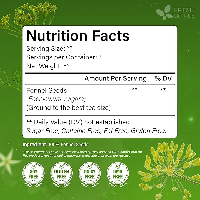 FreshDrinkUS, Premium 200 Fennel Tea Bags, 100% Natural & Pure from Fennel - Image 2