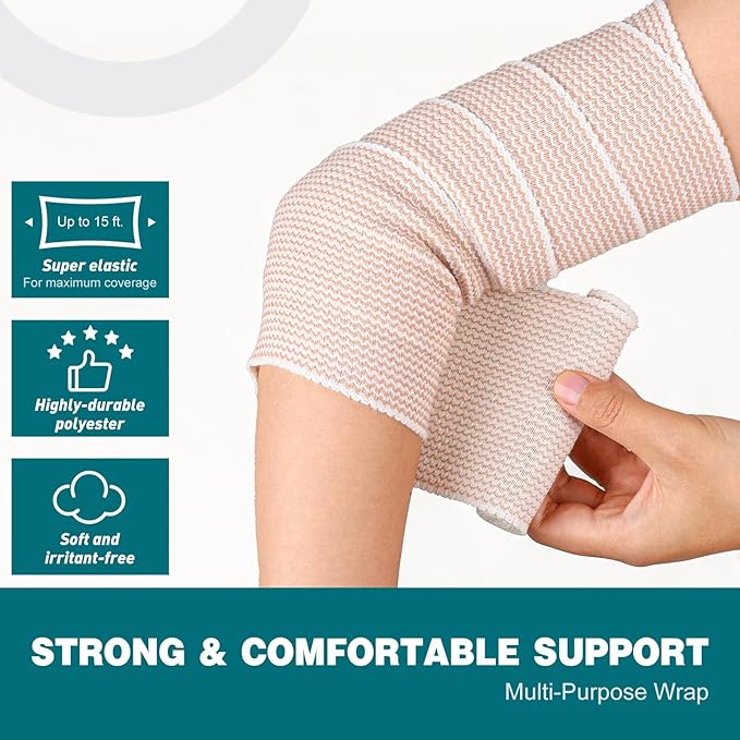AZEN Premium 60 Pack Elastic Bandage Wrap 4 Inch, Compression Wrap Bandage - Image 3