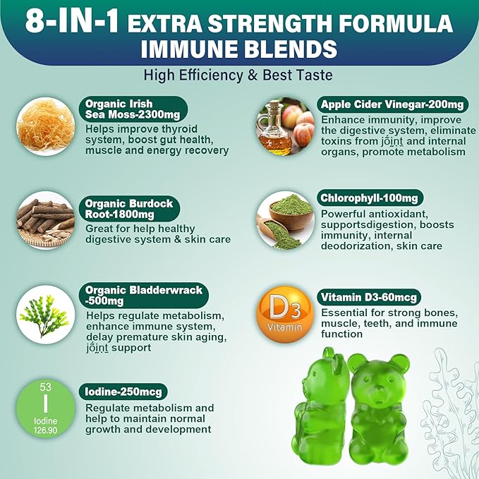 1Pack Sea Moss Gummies Sugar-Free, Extra Strength Irish Moss Gel Supplement - Image 4