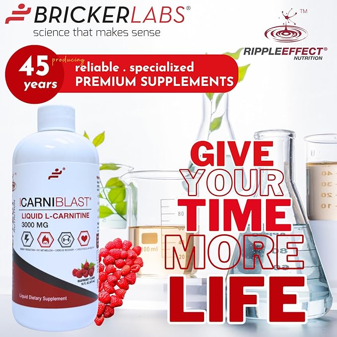 Bricker Labs CARNIBLAST Liquid L-Carnitine 3000mg, Premium L Carnitine Carnipure - Image 9