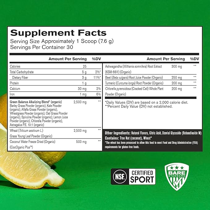 BARE PERFORMANCE NUTRITION, BPN Strong Greens Superfood Powder, 30 Servings - Image 2