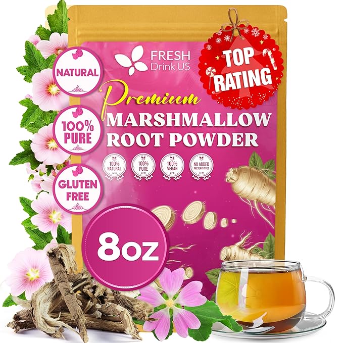 FreshDrinkUS, Premium 8oz Marshmallow Root Powder. Finely Ground – Premium by NaturalandPremiumHerbalTea