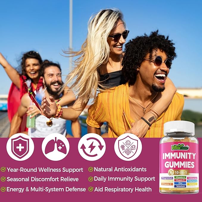 10 in 1 Immune Support Supplement Gummies, w/Echinacea, Elderberry Vitamin C - Image 6