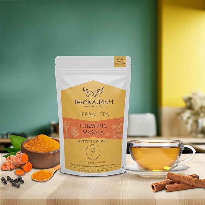 TeaNOURISH Turmeric Masala Herbal Tea | CAFFEINE-FREE | 100% NATURAL | Immunity - Image 4