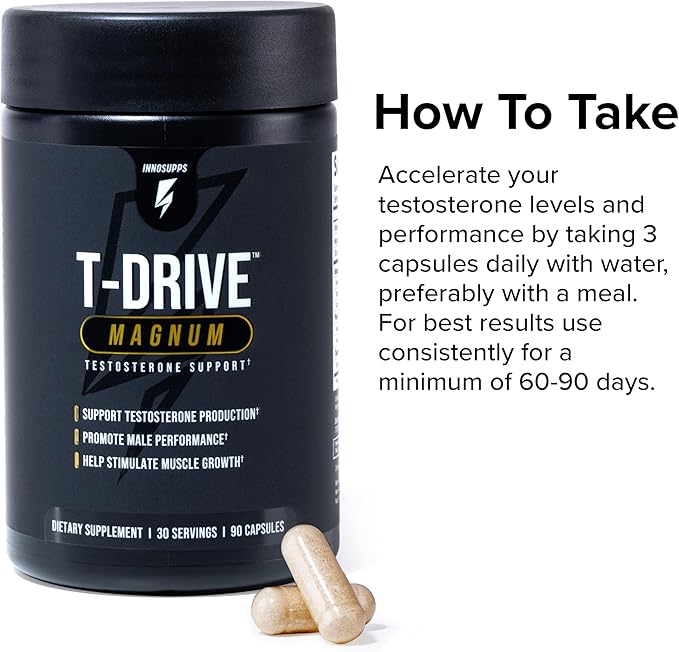 InnoSupps T-Drive Magnum Testosterone Booster Enhance Peak Performance Amplify - Image 5