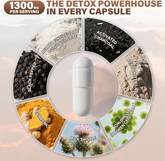 Zeolite Detox Capsules, 1-2 µm Clinoptilolite, Organic Activated Charcoal & - Image 3