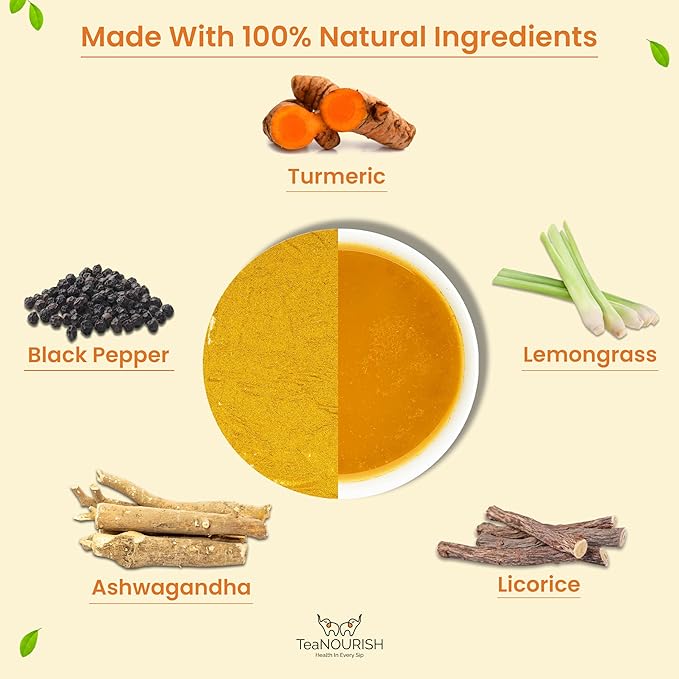 TeaNOURISH Turmeric Ashwagandha Latte | Golden Milk Powder | Authentic Indian - Image 3