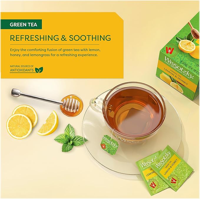 Wissotzky Lemon & Honey Green Tea | Antioxidant Rich | Soothing Honey Lemon Tea - Image 2