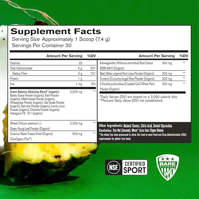 BARE PERFORMANCE NUTRITION, BPN Strong Greens Superfood Powder, Improved - Image 2