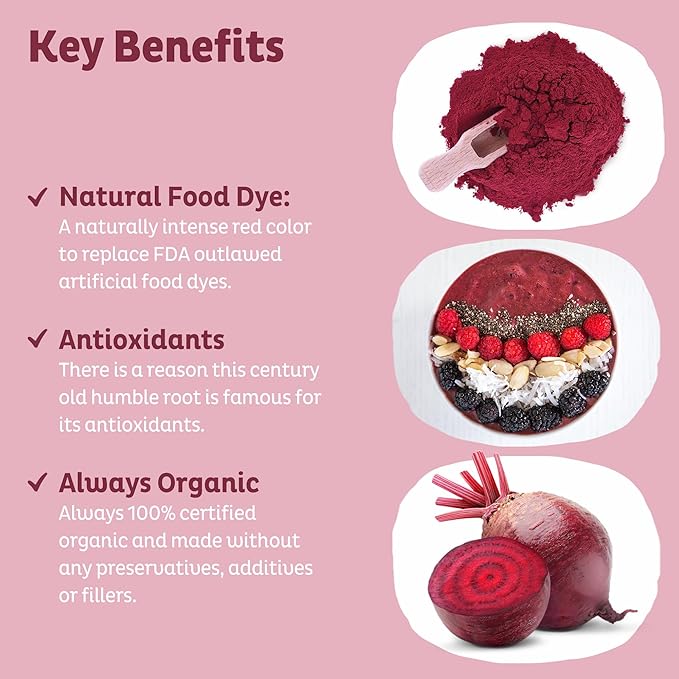 KOS Organic Beet Root Powder, USDA Organic - Image 3