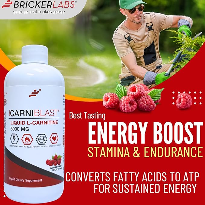 Bricker Labs CARNIBLAST Liquid L-Carnitine 3000mg, Premium L Carnitine Carnipure - Image 3