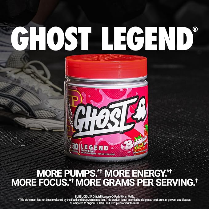 GHOST Legend Pre-Workout Powder, Bubblicious Strawberry Splash - Image 2