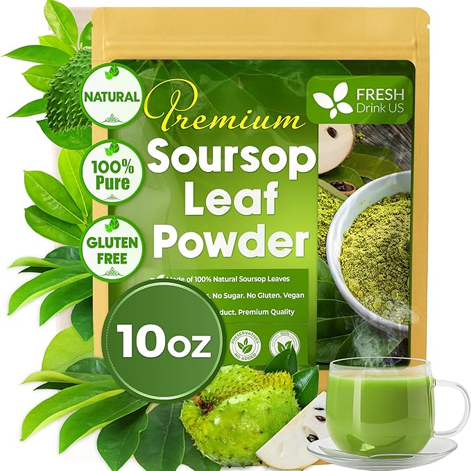 FreshDrinkUS, Premium 10oz Soursop Leaf Powder, 100% Natural and Pure from by NaturalandPremiumHerbalTea
