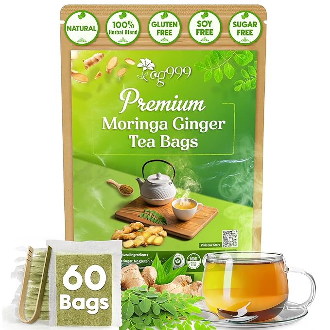 TOG999, Permium Moringa Ginger Herbal Tea – 60 Tea Bags – Caffeine-Free by TOG999TeaOrganicGarden