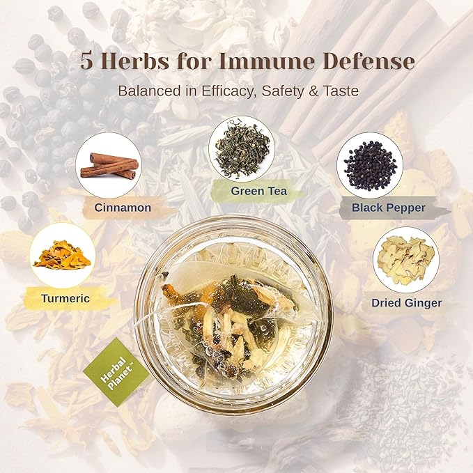 Herbal Planet Immune Support Tea – Turmeric Ginger Green Tea Blend | Natural - Image 4