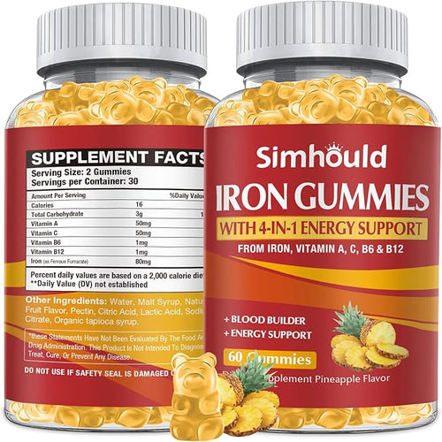 1 Pack Vegan 80MG Iron Supplement Gummies by Simhould