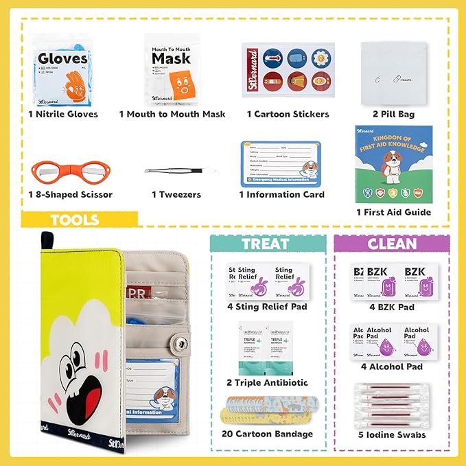 StBernard First Aid Kit for Kids, Small Pocket Size Medical Kit - Image 2