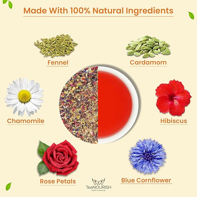 TeaNOURISH Hibiscus Rose Herbal Tea | CAFFEINE-FREE | 100% NATURAL | Hibiscus - Image 4