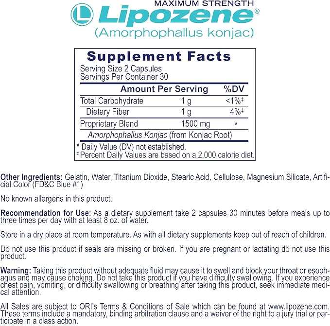 Lipozene Weight-Management Fiber Supplement, 60 Capsules | Non-Stimulant - Image 3