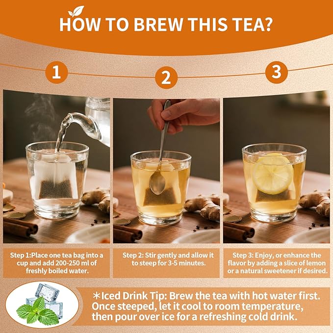 Satolchea Turmeric Ginger Cinnamon Tea Bags | 150 Tea Bags | 100% Natural - Image 3