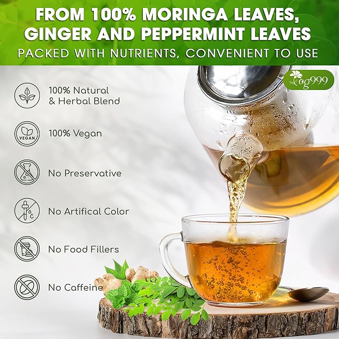 TOG999, Premium Moringa Ginger Peppermint Herbal Tea – 120 Tea Bags – - Image 4