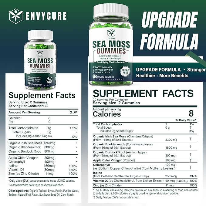 1Pack Sea Moss Gummies Sugar-Free, Extra Strength Irish Moss Gel Supplement - Image 2