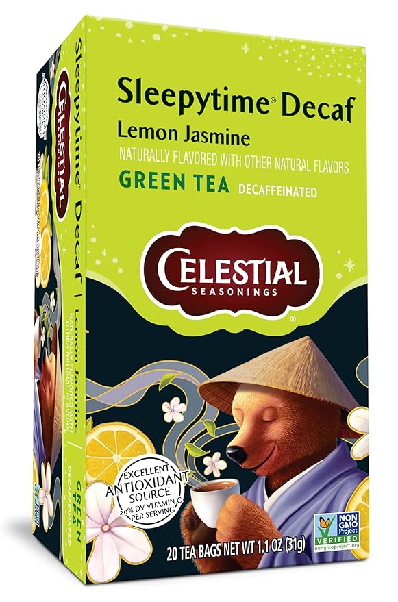 Celestial Seasonings Sleepytime Decaf Lemon Jasmine Green Tea Bags 20 Tea Bags - Image 4