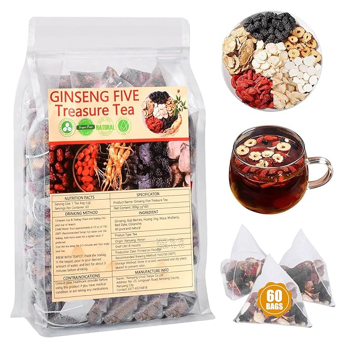 Kidney Tea 60 Bags Ginseng Six Treasure Tea Formula Traditional Chinese Herbal by Unknown