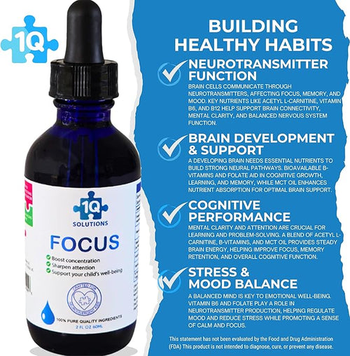 1Q Focus – Liquid Cognitive & Brain Support Natural Drops - Image 2