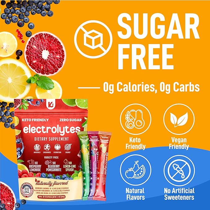 Keppi Electrolytes Powder Packets Assorted Flavors 30 Servings – No Sugar - Image 4